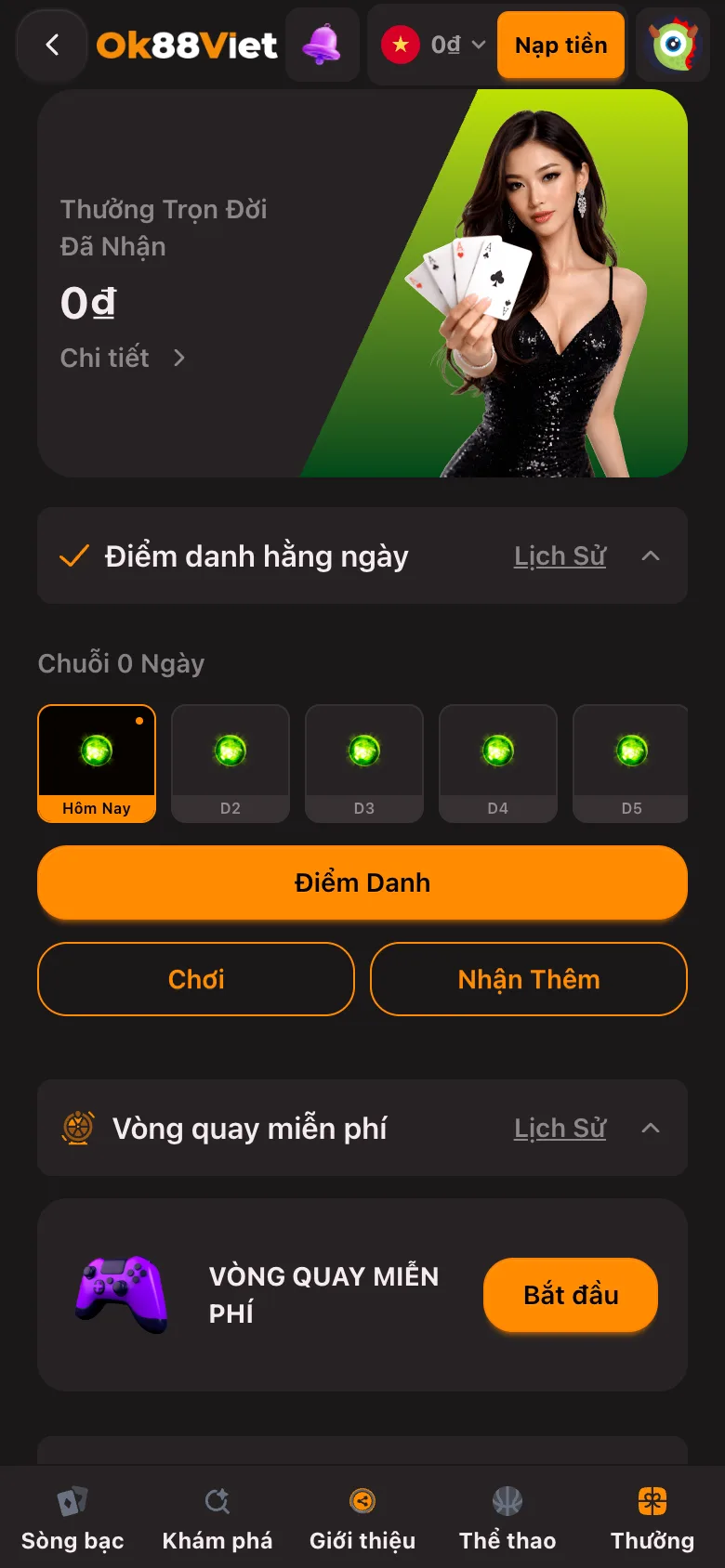 Các thẻ thưởng VIP và sự kiện gắn hạng trên OK88Viet